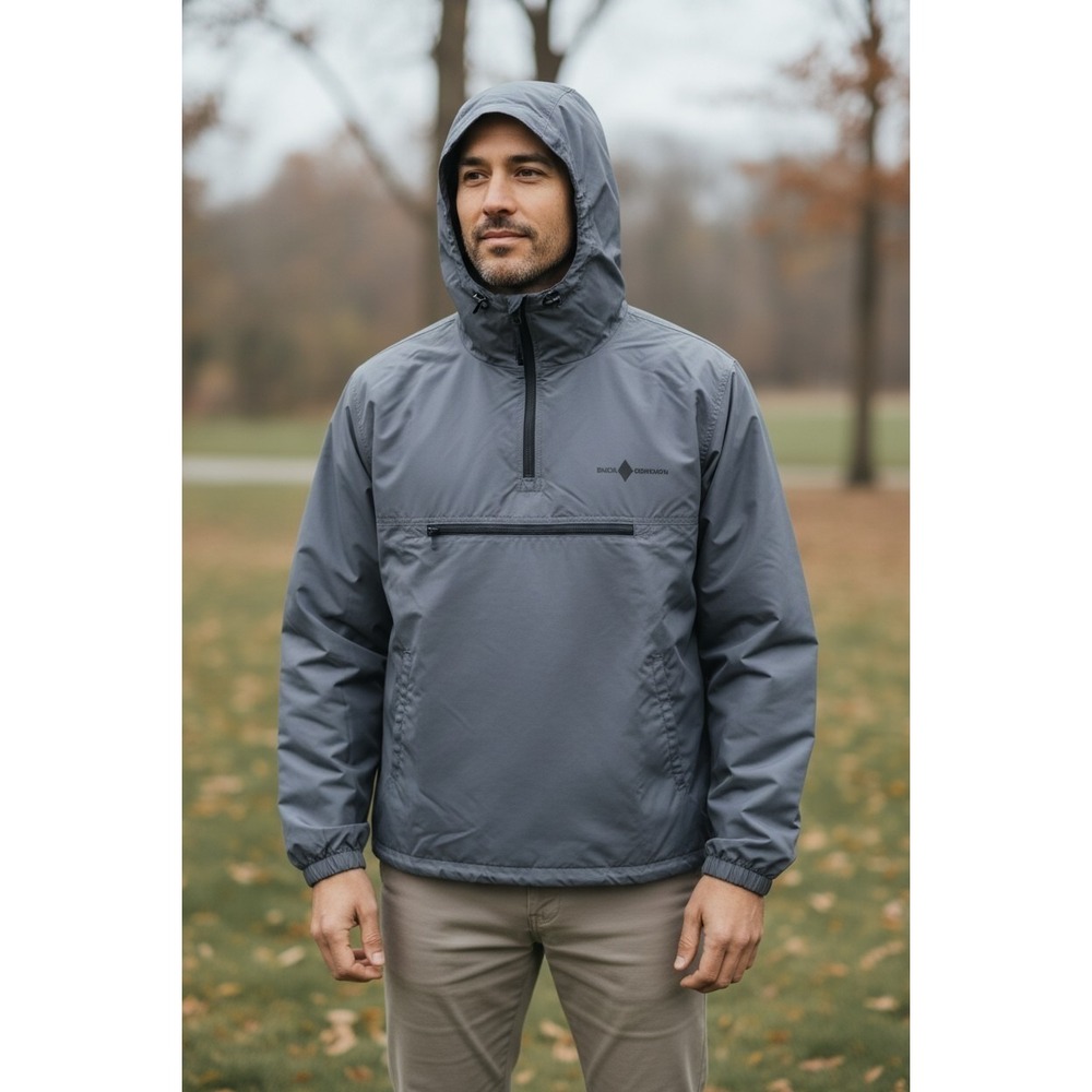 Vtg Black Diamond Sugarbush Windbreaker Camping Gray Quarter Zip Front Pocket‎ L